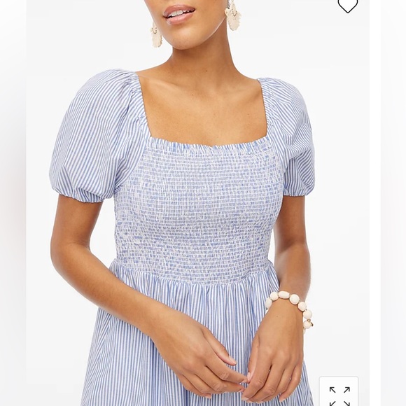 Striped Puff-Sleeve Midi Dress - Picture 2 of 6